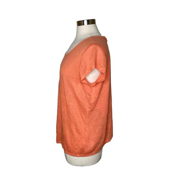 H by Halston Cross Back Coral Orange Linen Top Women’s Size Medium - Picture 3 of 9